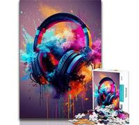 Puzzles pour Adultes 1000 pièces Casques d'écoute colorés et Modernes, Difficiles avec des pièces entièrement emboîtables de Formes aléatoires 38x26cm