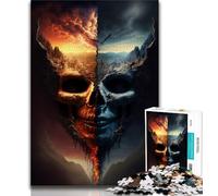 Puzzles pour Adultes 1000 pièces, Casse-têtes Difficiles, crâne de Glace et de feu, pour Passer Le Temps à la Maison, avec des pièces de Formes aléatoires entièrement emboîtables (Taille 75x50cm)