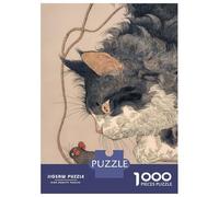 Puzzles pour Adultes 1000 Pièces Cat and Mouse Illustration Puzzle pour Adultes Jeux Relaxants Assemblage De Motifs Cadeaux pour Les Amis Et La Famille 38x26cm/1000pcs