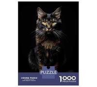 Puzzles pour Adultes 1000 Pièces Cat Gold Dark Puzzles pour Adultes Jeu Manuel Décoration Parfaite Activités Amusantes À La Maison 70x50cm/1000pcs
