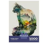 Puzzles pour Adultes, 1000 Pièces, Cat Nature Aquarelle Puzzles Adolescents, Jeu de Réflexion, Décoration de la Maison, Amusant Pour La Maison, 52 x 38 cm/1000 Pièces