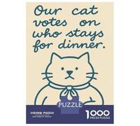 Puzzles pour Adultes 1000 Pièces Cat Votes on Dinner Kitchen Puzzles pour Adultes - Jeu De Réflexion, Analyse Et Logique - Cadeaux d'anniversaire Et De Noël Uniques 52x38cm/1000pcs
