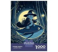 Puzzles pour Adultes 1000 Pièces Cat Wizard Riding Whale in Forest Puzzle pour Adultes, Jeu De Réflexion, Décoration Murale, Cadeaux De Noël Ou d'anniversaire 52x38cm/1000pcs