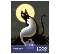Puzzles pour Adultes 1000 Pièces Cats in The Moonlight Puzzle Adulte Jeu Manuel Loisirs À La Maison Cadeaux d'anniversaire Et De Noël Uniques 70x50cm/1000pcs