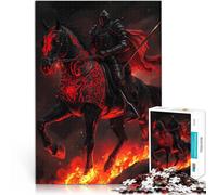 Puzzles pour Adultes 1000 pièces Cavalerie du Guerrier Noir Fabriqué en Carton pour et à partir de 14 Ans et Plus décoration Murale de Jeu Cadeaux Uniques pour Anniversaire et Noël。Taille:38x52cm