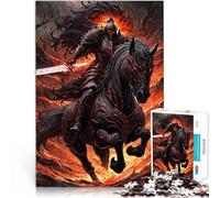 Puzzles pour Adultes 1000 pièces Cavalerie du Guerrier Noir Fait de Bois,pour Les 14 Ans et Plus Jeux éducatifs à Faire soi-même Jeu de Noël Cadeaux pour Femmes。Taille:50x75cm/19.6x29.5pouce