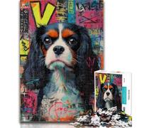 Puzzles pour Adultes 1000 pièces Cavalier King Charles Spaniel, Jeux éducatifs, décoration Murale, Cadeaux d'anniversaire et de Noël Uniques 26x38cm