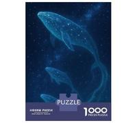 Puzzles pour Adultes 1000 Pièces Celestial Whales in Starry Night Puzzle pour Adultes, Jeu De Réflexion, Décoration Murale, Cadeaux De Noël Ou d'anniversaire 38x26cm/1000pcs