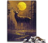 Puzzles pour Adultes 1000 pièces Cerf Animal doré 1000 pièces pour Adultes, Jeu de Quiz, décoration Murale, Cadeaux d'anniversaire et de Noël Uniques (75x50cm)