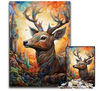 Puzzles pour Adultes 1000 pièces Cerf Art psychédélique Puzzles Décoration intérieure colorée et Jeu Familial interactif, 26x38cm / 10,23x14,96 Pouces