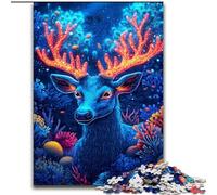 Puzzles pour Adultes 1000 pièces Cerf psychédélique, Jeu Familial Anti-Stress, défi Difficile, renforce l'amour Entre Couples (Taille 26x38cm)