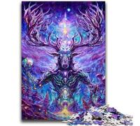 Puzzles pour Adultes 1000 pièces Cerf psychédélique Jeu Stimulant et Jeu Familial Idéal comme Cadeau pour Toute la Famille 50x75cm