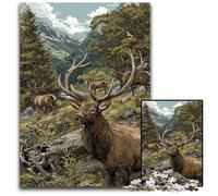 Puzzles pour Adultes 1000 pièces Cerf Sauvage Puzzles en Bois Jouets Cadeau Éducatif Intellectuel Décompression Amusant Jeu Familial 50X75CM