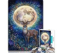 Puzzles pour Adultes 1000 pièces Cerf sous la Lune, Aide Le Cerveau à exercer des Jouets addictifs pour cultiver la Patience Décoration Parfaite 75x50cm