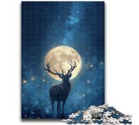 Puzzles pour Adultes 1000 pièces Cerf sous la Lune pour Les 14 Ans et Plus Cadeaux intéressants pour la réduction du Stress pour Les Amis et la Famille 50x75cm