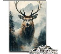 Puzzles pour Adultes 1000 pièces Cerfs dans Les Montagnes et Les rivières Jeu Familial Soulagement du Stress Défi Difficile Convient aux Couples 50x75cm