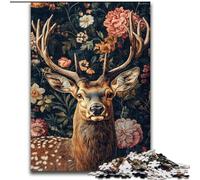 Puzzles pour Adultes 1000 pièces Cerfs et Fleurs, Jeu Familial Anti-Stress, défi Difficile, renforce l'amour Entre Couples (Taille 26x38cm)