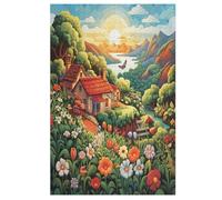 Puzzles pour Adultes 1000 Pièces Chalet de Village de Montagne Puzzles en Bois Créatifs-Puzzle Jeu Pratique Puzzle-Décoration Familiale (78×53cm)