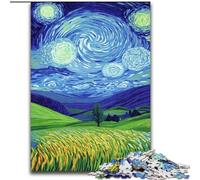 Puzzles pour Adultes, 1000 pièces Champs sous Le Ciel Nocturne Puzzles en Bois pour Adultes 50x75cm Activité familiale, Casse-tête, Décoration intérieure, Cadeau de Vacances