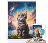 Puzzles pour Adultes 1000 pièces Chat au Pays des rêves pour Le Jeu éducatif Challenge Toy Interaction Parent-Enfant 38x26cm
