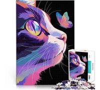 Puzzles pour Adultes 1000 pièces Chat avec Un œil Galactique Jouet éducatif d'apprentissage Décoration d'intérieur 38x52cm