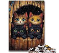 Puzzles pour Adultes 1000 pièces Chat dans Un Trou d'arbre Difficile à compléter mais Amusant et Humoristique Cadeau d'anniversaire, Cadeaux, Art Mural 26x38cm