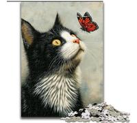 Puzzles pour Adultes 1000 pièces Chat et Papillon, Jouet éducatif et décompressant, idéal comme Cadeau pour Toute la Famille (Taille 26x38cm)