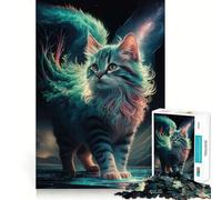 Puzzles pour Adultes 1000 pièces Chat Galaxie Jeu d'ajustement précis Casse-tête Cadeau Calme et Amusant Cadeau d'art de Noël (38x52cm)