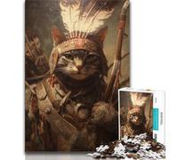 Puzzles pour Adultes 1000 pièces Chat Guerrier, Aide Le Cerveau à exercer des Jouets addictifs pour cultiver la Patience Décoration Parfaite 75x50cm