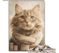 Puzzles pour Adultes 1000 pièces Chat Heureux, Jouet éducatif et décompressant, idéal comme Cadeau pour Toute la Famille (Taille 50x75cm)