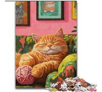 Puzzles pour Adultes 1000 pièces Chat Jouant avec Une pelote de Laine, Jeu intellectuel pour renforcer l'amour Entre Couples à partir de 14 Ans (Taille 50x75cm)