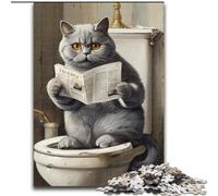 Puzzles pour Adultes 1000 pièces Chat lisant, pour 14 Ans et Plus, pour s'amuser en Famille et Passer Une soirée Jeux, Collection d'artistes, Beaux-Arts (Taille 50x75cm)