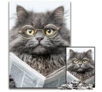 Puzzles pour Adultes 1000 pièces Chat lisant Un Journal Puzzles en Bois Jeux Jouets Cadeau, Anniversaire et Cadeaux Uniques pour Les 14 Ans et Plus 50x75cm