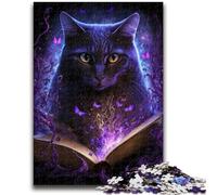Puzzles pour Adultes 1000 pièces Chat Magique Jeu Stimulant et Jeu Familial Décoration Murale Cadeaux d'anniversaire et de Noël Uniques 38x26cm