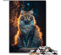 Puzzles pour Adultes 1000 pièces Chat Maine Coon coloré en Bois, décoration Artistique DIY Parfaite ou Cadeau d'anniversaire 50x75cm Loisirs créatifs en Famille, Parfait pour Les Anniversaires