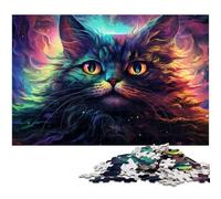 Puzzles pour Adultes 1000 pièces Chat Maine Coon psychédélique coloré Puzzle découpé avec précision Idéal comme Cadeau pour Toute la Famille 1000 pièces (38 x 26 cm)