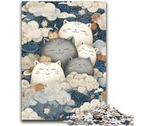 Puzzles pour Adultes 1000 pièces Chat Mignon Jeux éducatifs Décoration de la Maison Jeu éducatif pour Anniversaire, Noël 26x38cm