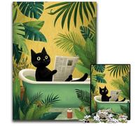 Puzzles pour Adultes 1000 pièces Chat Noir dans la Baignoire Puzzle Jeux Jouets Cadeau, Améliorer l'amour Entre Couples pour Les 14 Ans et Plus 50x75cm