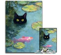 Puzzles pour Adultes 1000 pièces Chat Noir dans Le lac Puzzle Brain Challenge, pour Les Adolescents et décoration d'intérieur 26x38cm