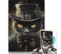 Puzzles pour Adultes 1000 pièces, Chat Noir Difficile, Jeux éducatifs, décoration de la Maison, Jeu éducatif pour Anniversaire, Noël (38x26cm)
