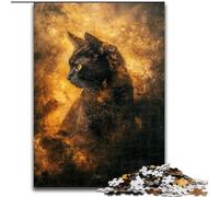 Puzzles pour Adultes 1000 pièces Chat Noir et Blanc, Jeux éducatifs, décoration d'intérieur, idéal pour la décoration de Bureau (Taille 50x75cm)