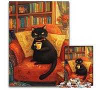 Puzzles pour Adultes 1000 pièces Chat Noir sur Le canapé Puzzle Jouets Cadeau Éducatif Intellectuel Décompression Amusant Jeu Familial 26X38CM