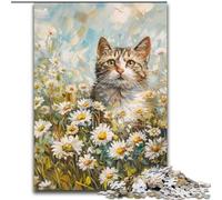 Puzzles pour Adultes 1000 pièces Chat Parmi Les Fleurs, Jeux, Jouets, Cadeaux d'anniversaire Uniques pour Les Enfants de 14 Ans et Plus (Taille 26x38cm)