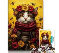 Puzzles pour Adultes 1000 pièces Chat Parmi Les Fleurs, Jouets Anti-Stress, renforce l'amour Entre Couples à partir de 14 Ans 38x26cm
