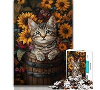 Puzzles pour Adultes 1000 pièces Chat Parmi Les tournesols Puzzles pour Adultes, décoration Murale Artistique et idée Cadeau d'anniversaire pour Amis, Bureau à Domicile (Taille 75x50cm)