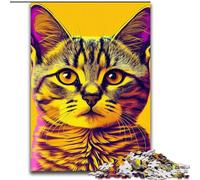 Puzzles pour Adultes 1000 pièces Chat Pop Art Animal Visage Puzzles en Carton pour Adultes Taille 38x26cm Casse-tête Stimulant, activité familiale, décoration intérieure, Cadeau de Vacances