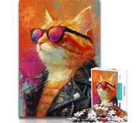 Puzzles pour Adultes 1000 pièces Chat Portant des Lunettes, Jouets éducatifs et éducatifs, Jeux de Famille, Cadeaux pour Amis et Famille (Taille 75x50cm)