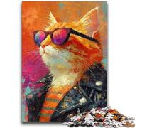 Puzzles pour Adultes 1000 pièces Chat Portant des Lunettes, Jouets éducatifs et éducatifs, Jeux familiaux, Cadeaux d'anniversaire et Cadeaux Uniques (50x75cm)