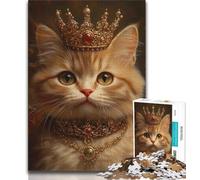 Puzzles pour Adultes 1000 pièces Chat Portant Une Couronne, Aide Le Cerveau à exercer des Jouets addictifs pour cultiver la Patience Décoration Parfaite 38x26cm
