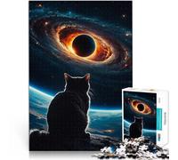 Puzzles pour Adultes 1000 pièces Chat regardant Un Trou Noir Entraînez Votre Cerveau et Vos Mains Une œuvre d'art 52x38cm